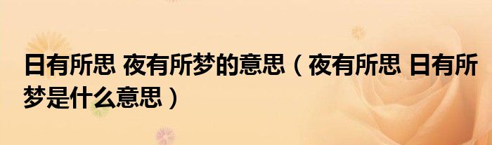 日有所思 夜有所梦的意思(夜有所思 日有所梦是什么意思)