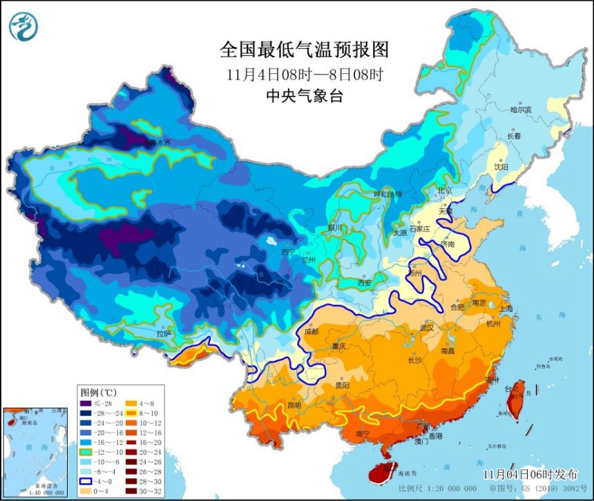 中东部气温震荡下滑