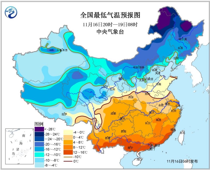 中东部气温震荡下滑